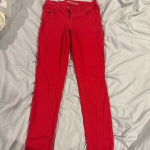 Red skinny jeans